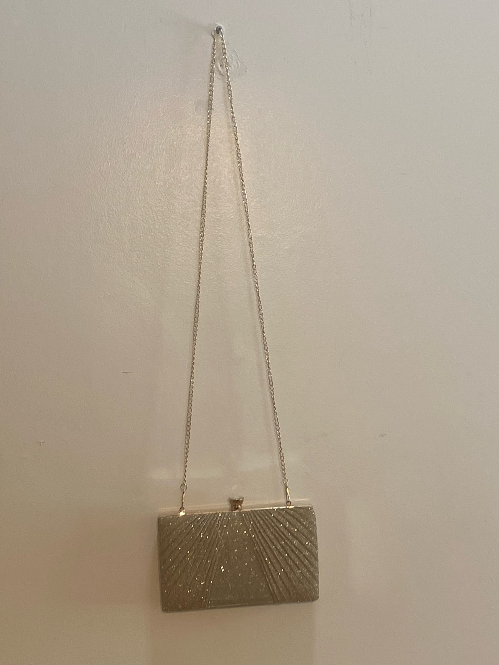 Windsor Gold Glitter Clutch with Chain Strap